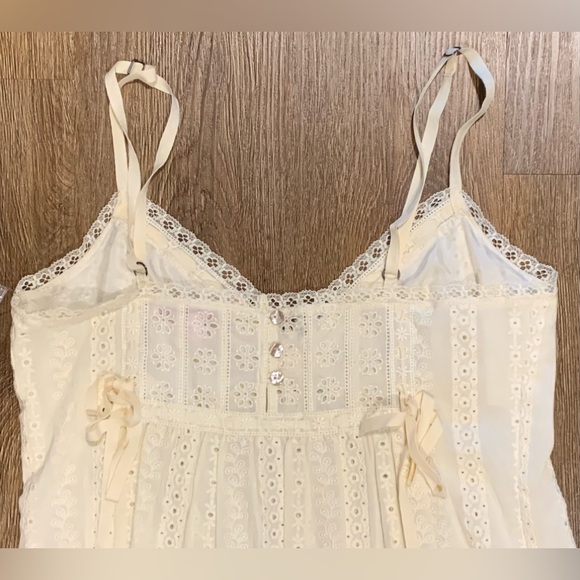 NWT, Rebecca Taylor Lace Cami w/ Bodice Outline & Ribbons in Sweet Cream, Sz 2 - Picture 4 of 9